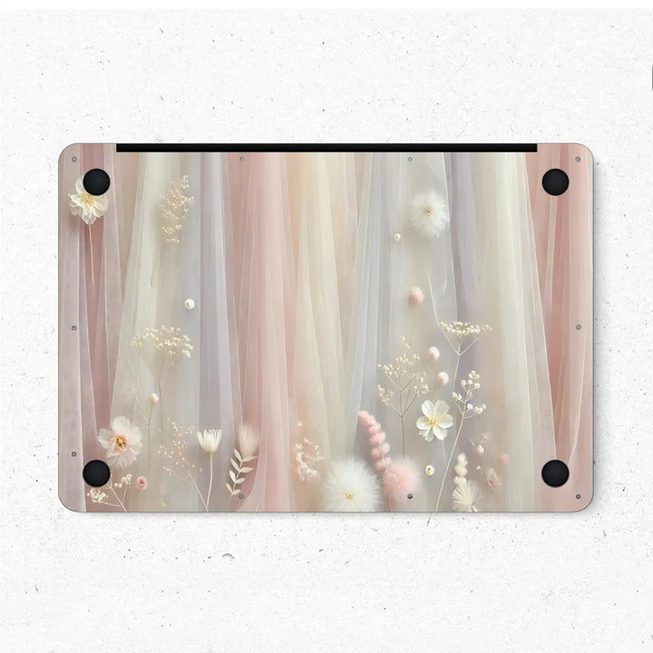 MacBook Laptop Skin - Soft Floral Tulle Fabric