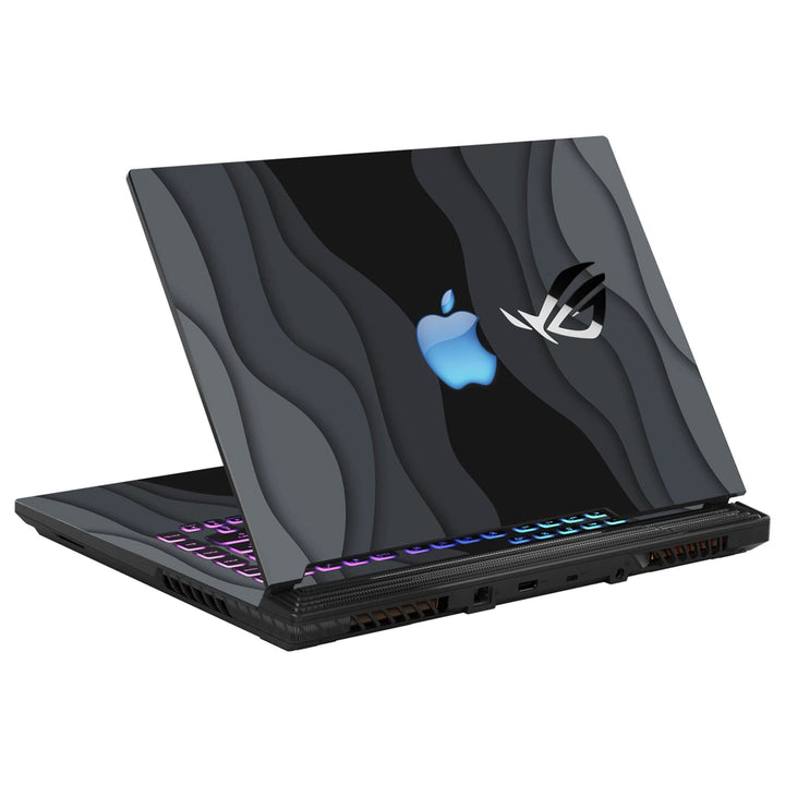 3M Material Textured Embossed Laptop Skin - Apple Blue Glow Paper Cutout