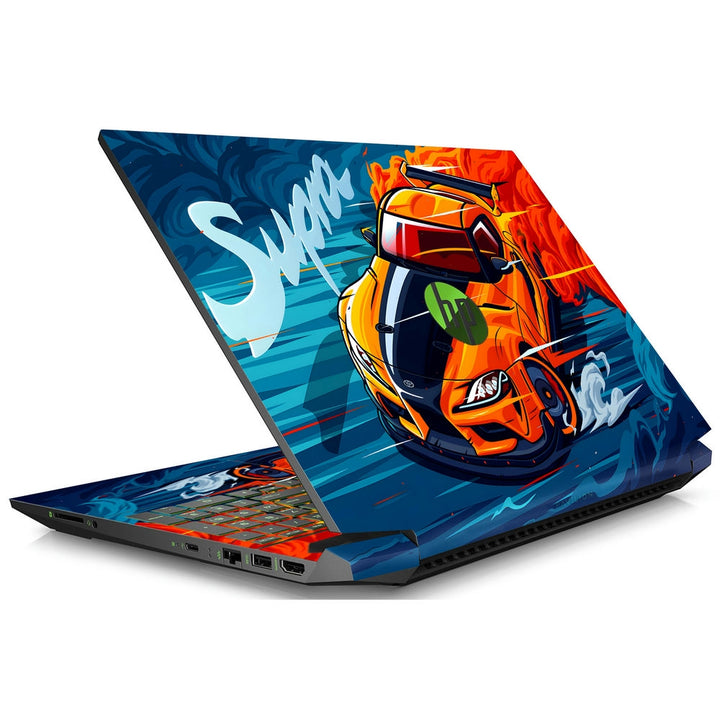 HP Laptop Skin - Toyota Supra Orange BlueFlames