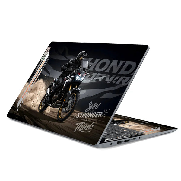 3M Material Textured Embossed Laptop Skin - Shadow Rider Minimalist Motorcycle Art