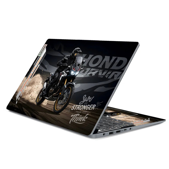 3M Material Textured Embossed Laptop Skin - Shadow Rider Minimalist Motorcycle Art