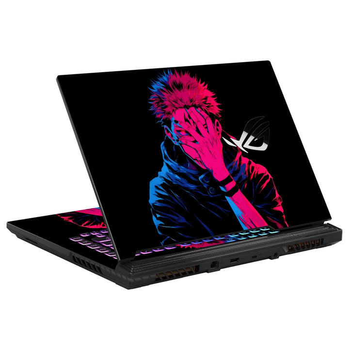 3M Material Textured Embossed Laptop Skin - Jujutsu Kaisen Neon Sukuna Shadow