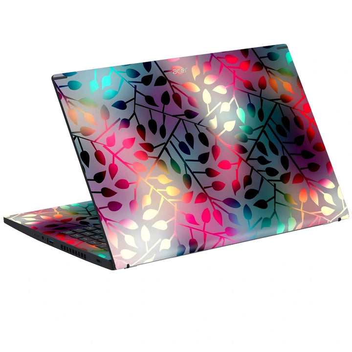 3M Material Textured Embossed Laptop Skin - Abstract Holographic Geometric Leaves