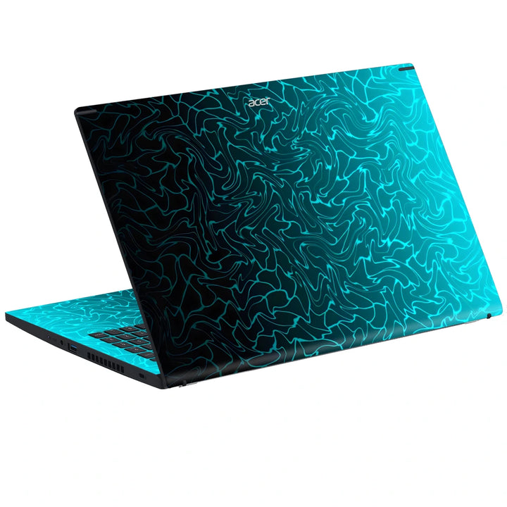 3M Material Textured Embossed Laptop Skin - Abstract Teal Blue Geometric Dot Grid
