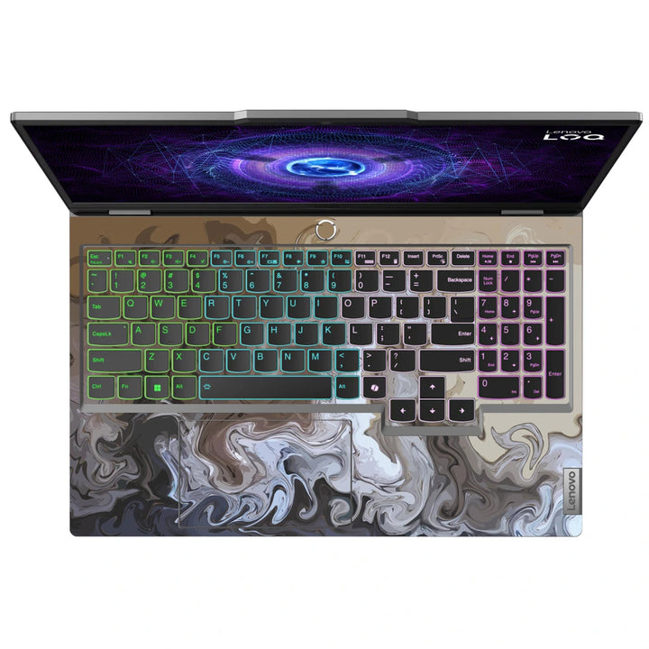 3M Material Textured Embossed Laptop Skin - Abstract Grey White Flowing Marble