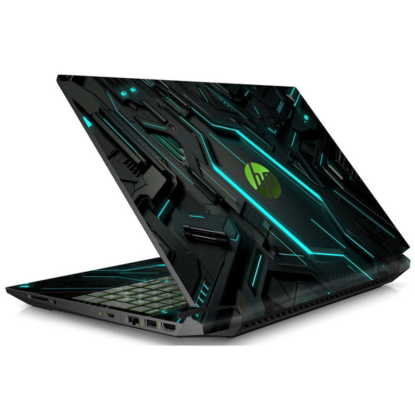 HP Laptop Skin - Green and Black Tech Circuit Abstract