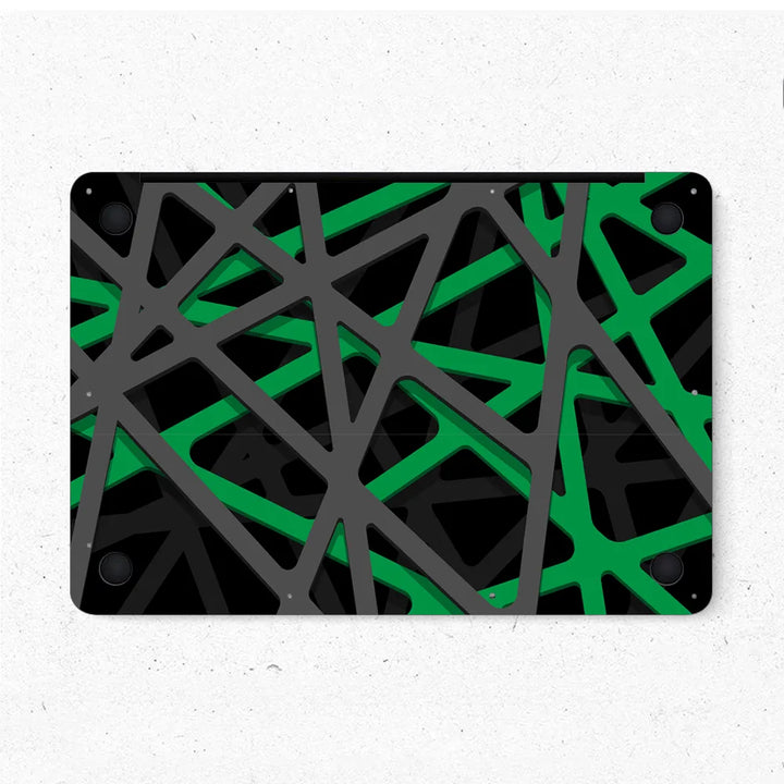 MacBook Laptop Skin - Abstract Green Black Mesh Tech Grid