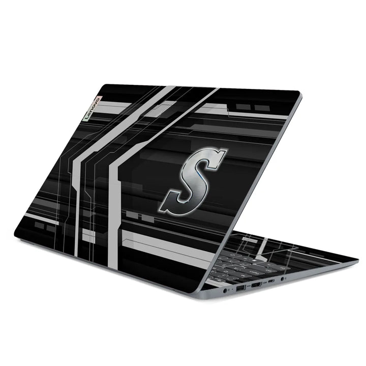 3M Material Textured Embossed Laptop Skin - Abstract Grey Racing Arrow Stripes