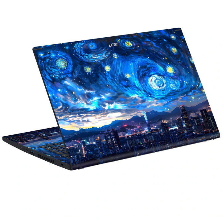 3M Material Textured Embossed Laptop Skin - Starry Night Vincent Van Gogh Cityscape
