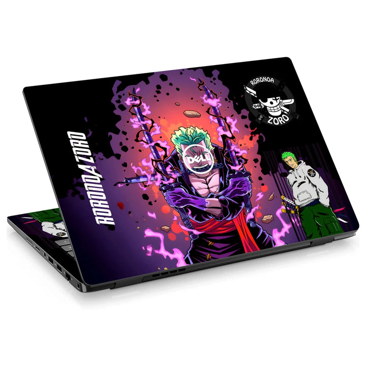 3M Material Textured Embossed Laptop Skin - Zoro Triple Sword Purple Neon