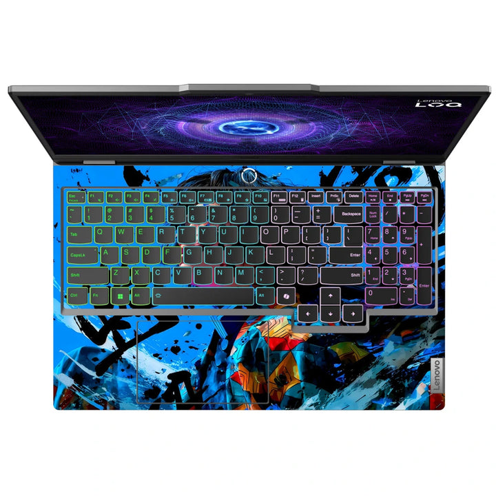 3M Material Textured Embossed Laptop Skin - Demon Slayer Blue Ink Grunge