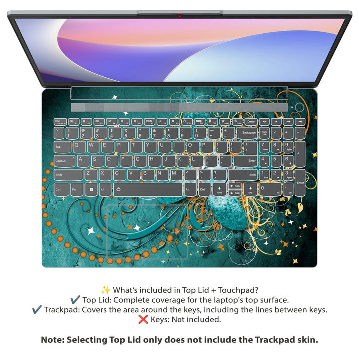 Shop Abstract Turquoise Swirls Laptop Skin for Lenovo | Buy Online Now ...