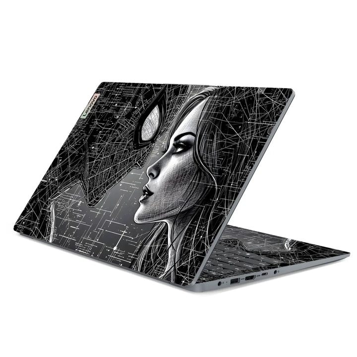 3M Material Textured Embossed Laptop Skin - Spider-Man Kiss Black and White Sketch