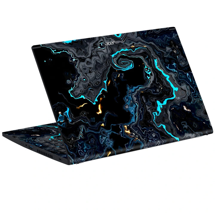 3M Material Textured Embossed Laptop Skin - Abstract Dark Blue Gold Marble Texture