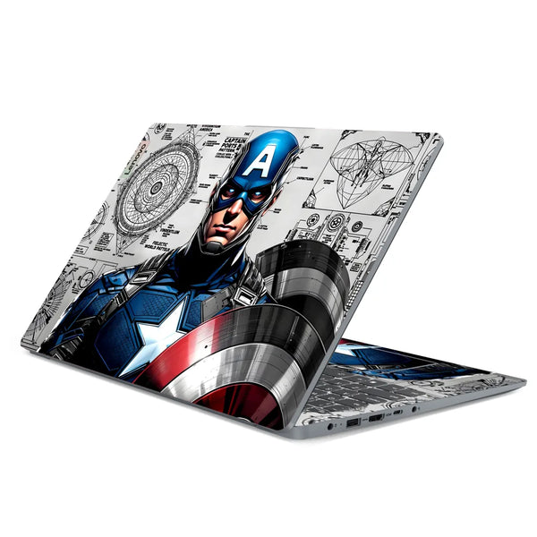3M Material Textured Embossed Laptop Skin - Captain America Comic Pop Art Shield