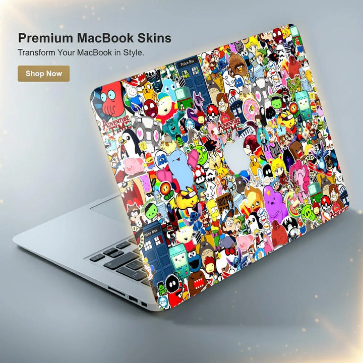 Cute Cartoon Characters Sticker Bomb Laptop Skin for MacBook | Buy ...