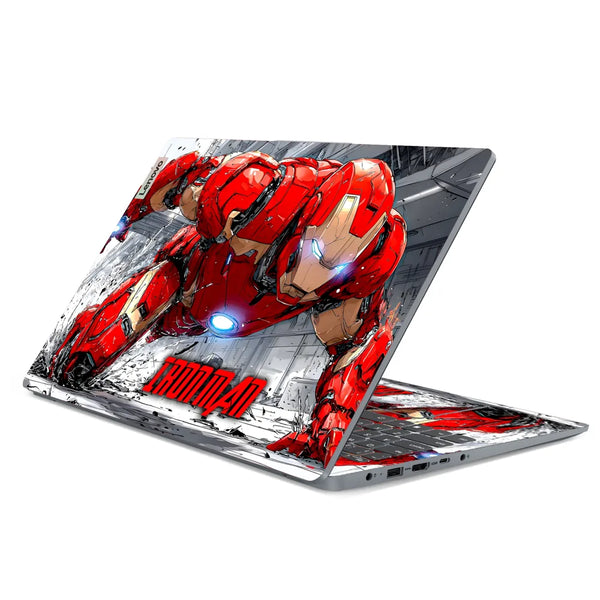 3M Material Textured Embossed Laptop Skin - Iron Man Battle Armor Red Glitch