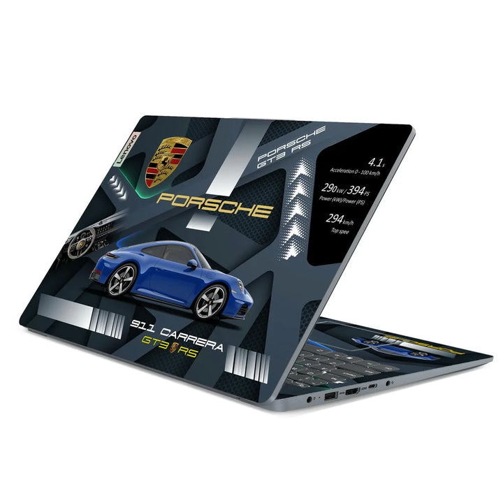 3D Embossed Laptop Skin - Porsche 911 Carrera Blue GT3 Art