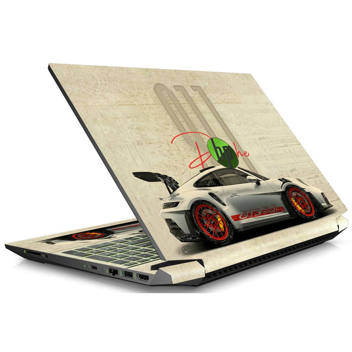 3D Embossed Laptop Skin - White Porsche Car