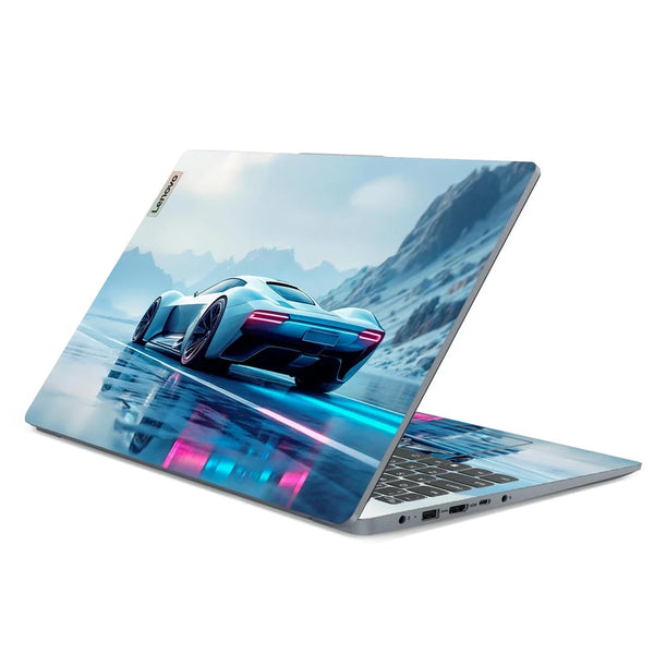 3D Embossed Laptop Skin - Porsche Alpine Blue Ride