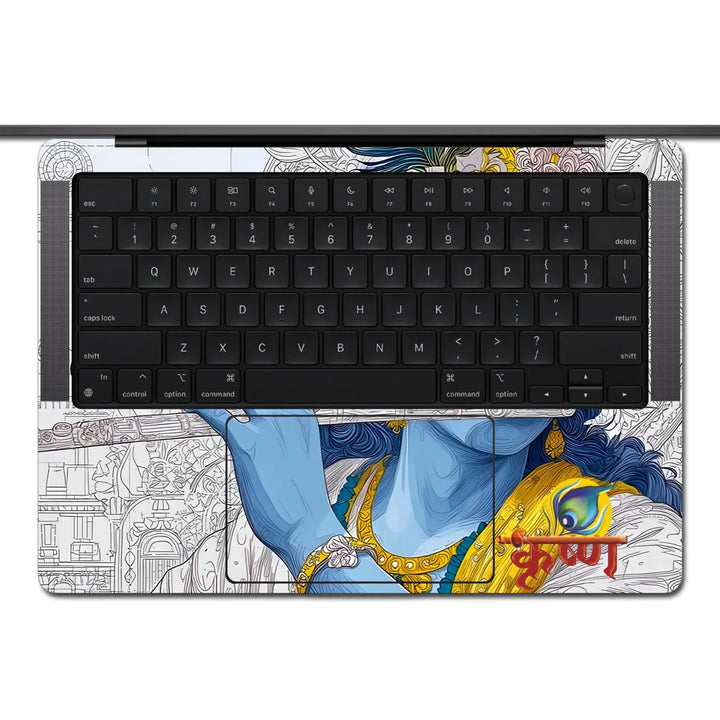 MacBook Laptop Skin - Lord Krishna Flute Digital Sketch