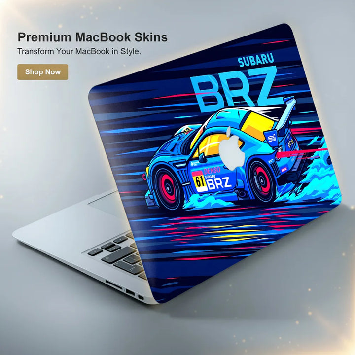 MacBook Laptop Skin - Subaru BRZ Red Neon Cyberpunk Car