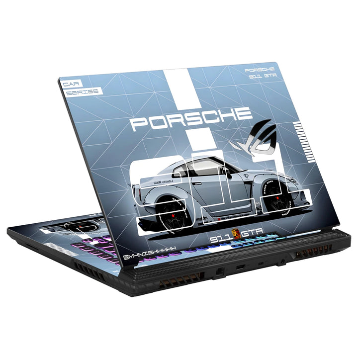 3M Material Textured Embossed Laptop Skin - Porsche 911 Technical Blueprint