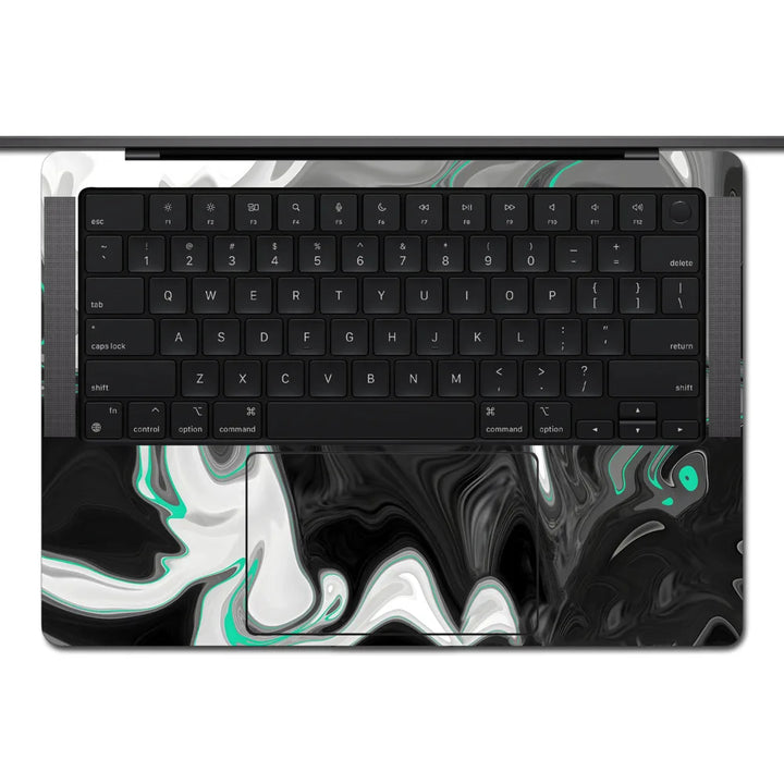 MacBook Laptop Skin - Abstract Grey Teal Marble Fluid Art