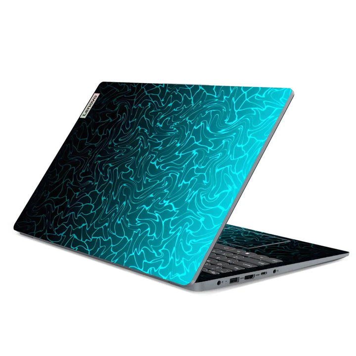 3M Material Textured Embossed Laptop Skin - Abstract Teal Blue Geometric Dot Grid