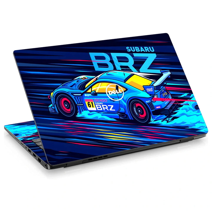 3M Material Textured Embossed Laptop Skin - Subaru BRZ Red Neon Cyberpunk Car