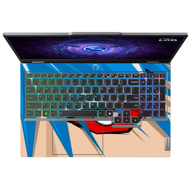 3M Material Textured Embossed Laptop Skin - Blue Hair Red Eye Vector Close-up