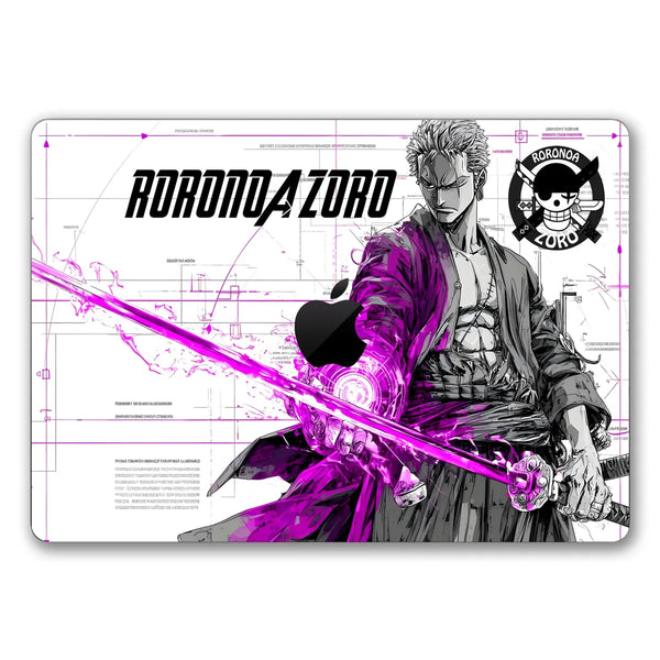 MacBook Laptop Skin - One Piece Zoro Green Neon Samurai