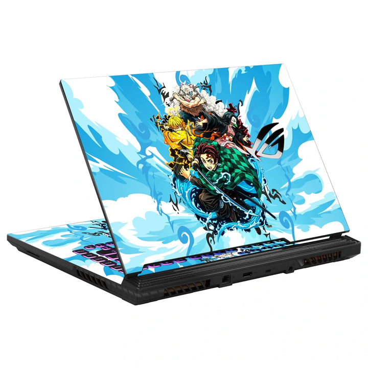 3M Material Textured Embossed Laptop Skin - Demon Slayer Main Quartet Water Splash