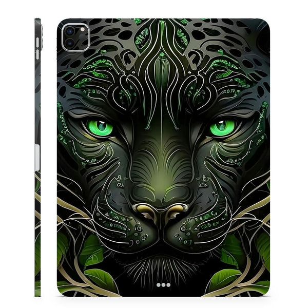 3D Embossed Tablet Skin Black Panther Emerald Eyes Art