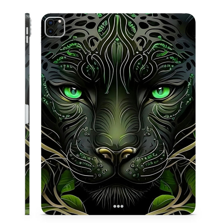 3D Embossed Tablet Skin Black Panther Emerald Eyes Art