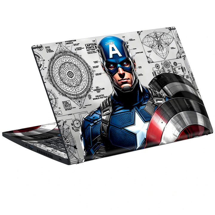 3M Material Textured Embossed Laptop Skin - Captain America Comic Pop Art Shield