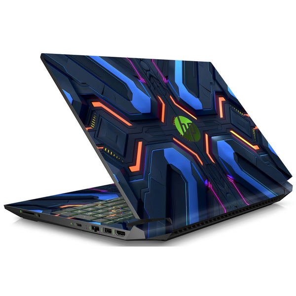 HP Laptop Skin - Neon Cross Hatch Circuit Abstract