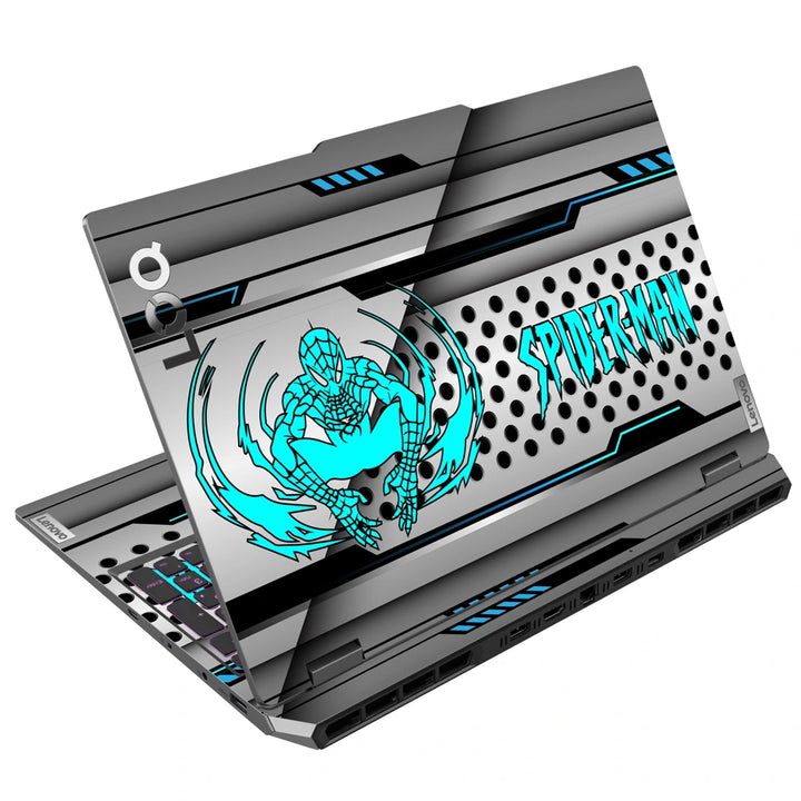 3M Material Textured Embossed Laptop Skin - Spider-Man Cyan Tech Panel