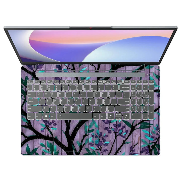3D Embossed Laptop Skin - Purple Floral Branch Art