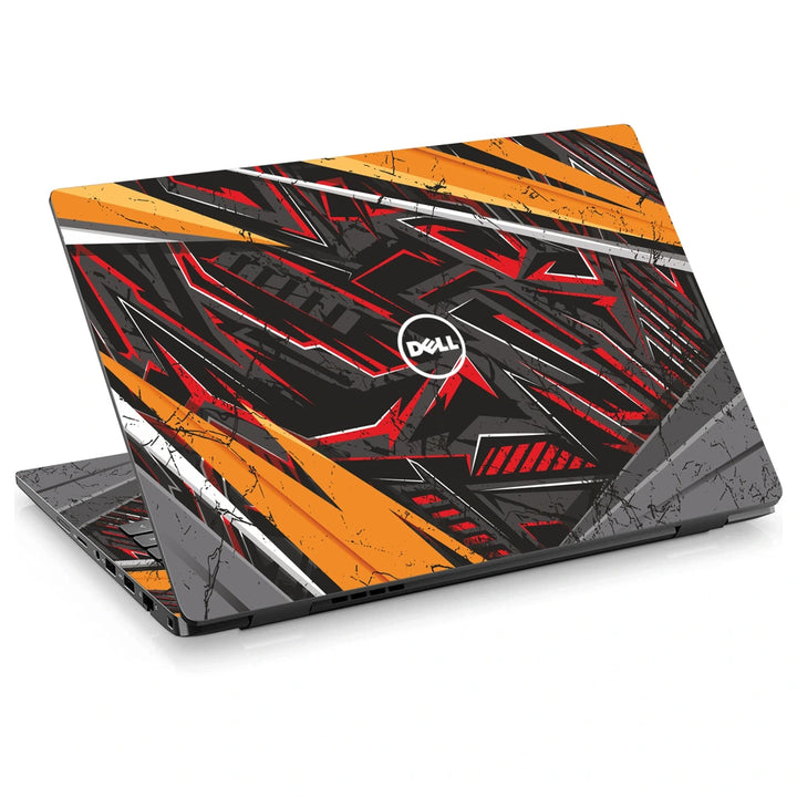3M Material Textured Embossed Laptop Skin - Abstract Red Orange Cyberpunk Grid