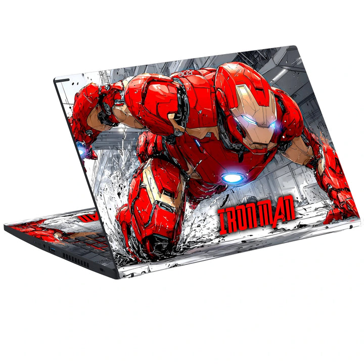 3M Material Textured Embossed Laptop Skin - Iron Man Battle Armor Red Glitch