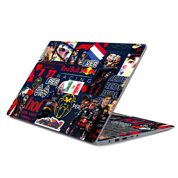 3M Material Textured Embossed Laptop Skin - F1 Team Driver and Car Collage