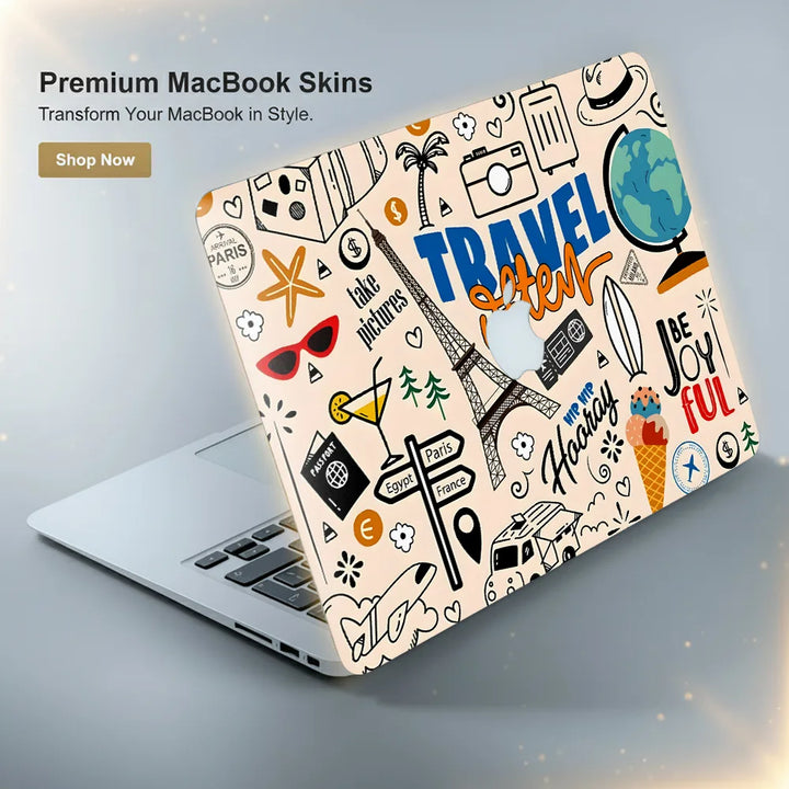 MacBook Laptop Skin - World Map Travel Doodle Sketch