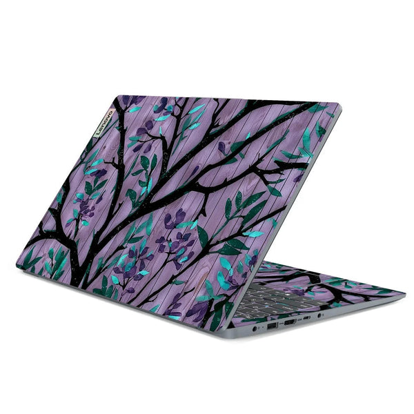 3D Embossed Laptop Skin - Purple Floral Branch Art