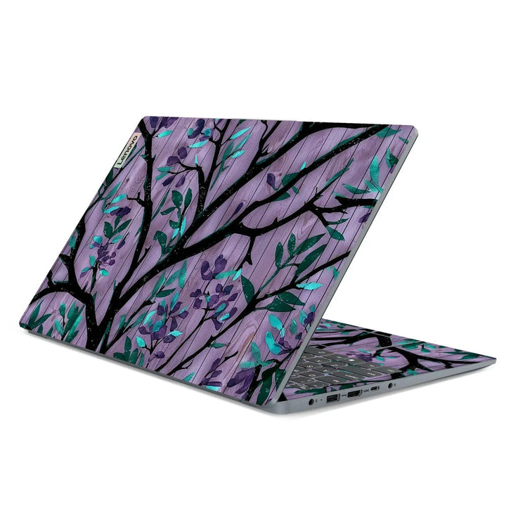 3D Embossed Laptop Skin - Purple Floral Branch Art
