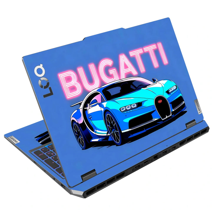 3M Material Textured Embossed Laptop Skin - Bugatti Chiron Hypercar Blue