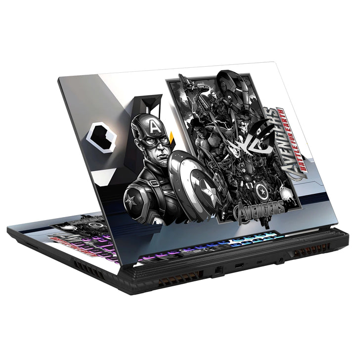 3M Material Textured Embossed Laptop Skin - Avengers Monochromatic Battle for Earth