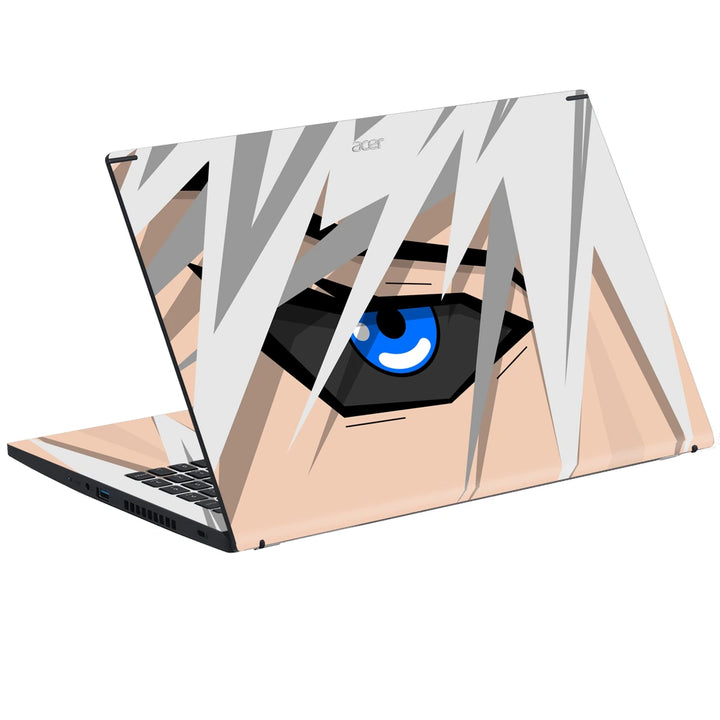3M Material Textured Embossed Laptop Skin - Minimalist White Hair Blue Eye