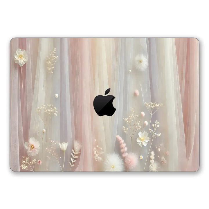 MacBook Laptop Skin - Soft Floral Tulle Fabric