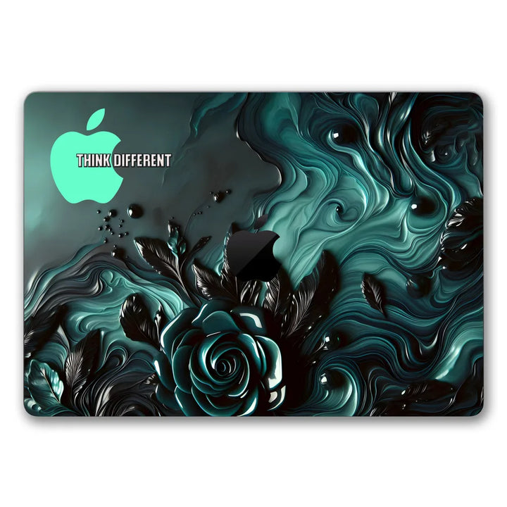 MacBook Laptop Skin - Apple Aqua Rose Fluid Art